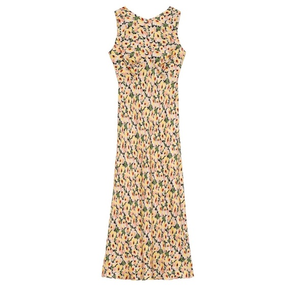 Doen yellow Floral Yellow midi Dress NEW - Picture 5 of 11